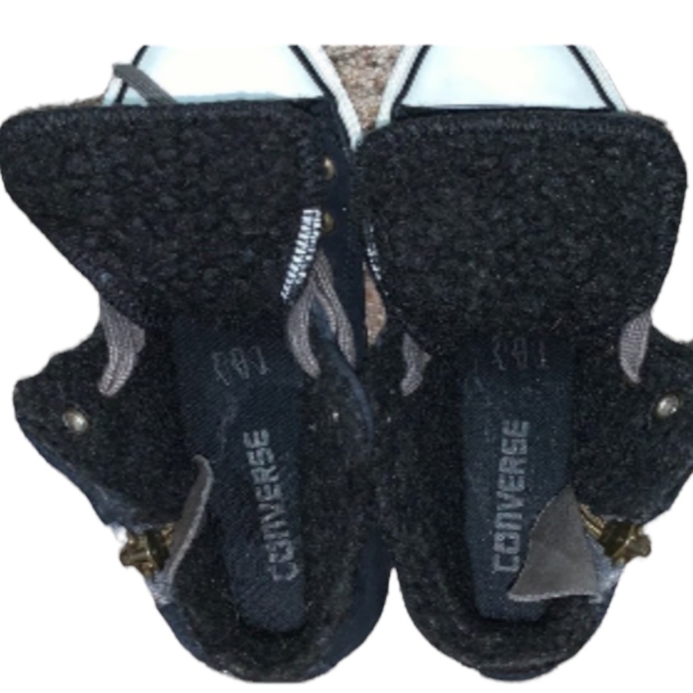 Converse black suede leather faux fur-lined high-top zip sneakers - Picture 6 of 6